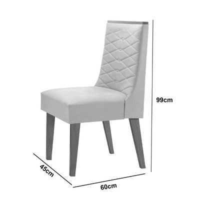 Mesa Evora 120 Mdf Canto Com 4 Cadeiras Safira Linho Grafite Naturalle