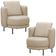Kit 02 Poltronas Decorativas Orgânica Para Sala de Estar Living Belfort L06 Couro Bege - Lyam Decor