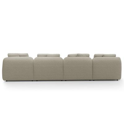 Sofá 5 Lugares com Chaise Direito Sala Living 334cm Arlo F04 Linho Bege - Lyam Decor
