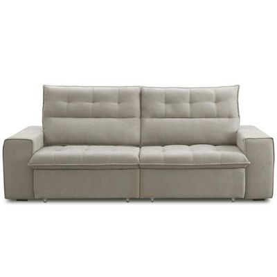 Sofá Retrátil Reclinável 3 Lugares Sala de Estar 220cm Neruda F04 Linho Bege Escuro - Lyam Decor