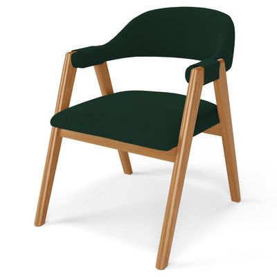 Kit 02 Cadeiras de Jantar e Estar Living Estofada Nadja L02 Suede Verde Musgo - Lyam Decor