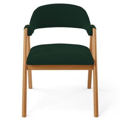 Kit 02 Cadeiras de Jantar e Estar Living Estofada Nadja L02 Suede Verde Musgo - Lyam Decor