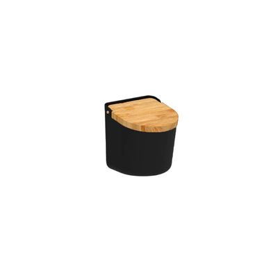 Saleiro com Tampa Bambu Preto Mesa Porta Condimentos 600ml