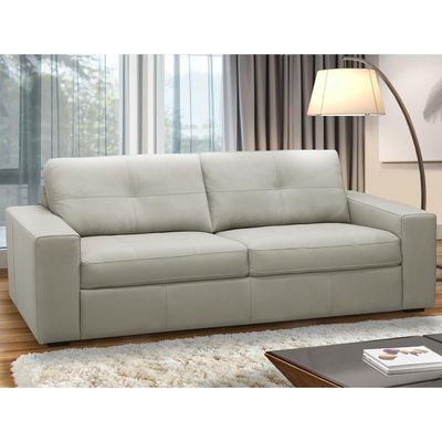 Sofá 3 Lugares Para Sala de Estar Living 205cm Vienne L06 Couro Cinza Claro - Lyam Decor