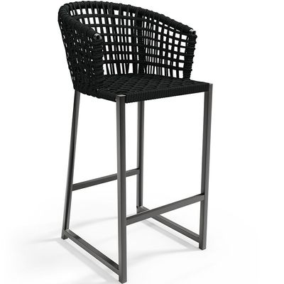 Kit Mesa Bistrô Hani Com 03 Banquetas Área Gourmet Bar Corda Náutica Porto D04 Preto - Lyam Decor