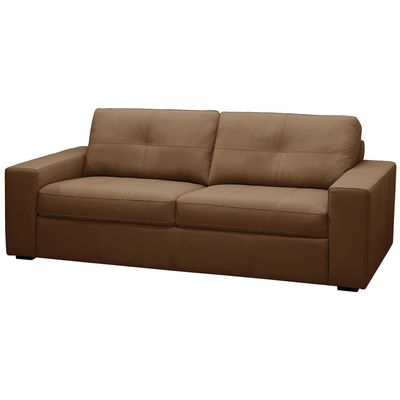 Sofá 3 Lugares Para Sala de Estar Living 235cm Vienne L06 Couro Marrom Claro - Lyam Decor