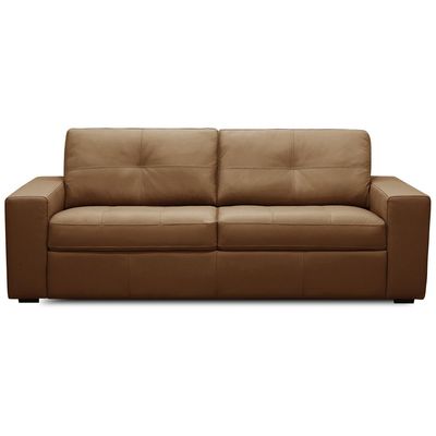 Sofá 3 Lugares Para Sala de Estar Living 235cm Vienne L06 Couro Marrom Claro - Lyam Decor