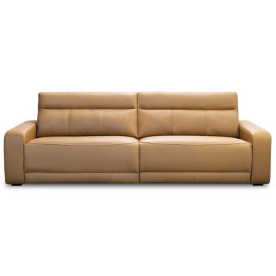 Sofá 3 Lugares Retrátil Reclinável Elétrico 254cm Mazi L06 Couro Caramelo - Lyam Decor