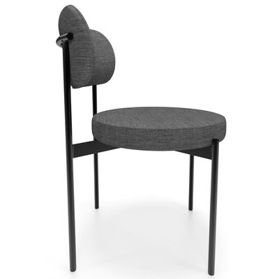 Kit 02 Cadeiras Estofadas Para Sala De Jantar Louvre L02 Linho Cinza Escuro - Lyam Decor