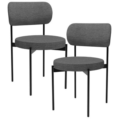 Kit 02 Cadeiras Estofadas Para Sala De Jantar Louvre L02 Linho Cinza Escuro - Lyam Decor