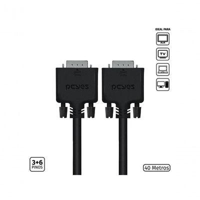Cabo De Vídeo Vga 3+6 15 Pinos Macho Para Vga 3+6 15 Pinos Macho 28awg Puro Cobre 40 Metros - Pvm36-40
