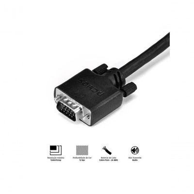 Cabo De Vídeo Vga 3+6 15 Pinos Macho Para Vga 3+6 15 Pinos Macho 28awg Puro Cobre 40 Metros - Pvm36-40