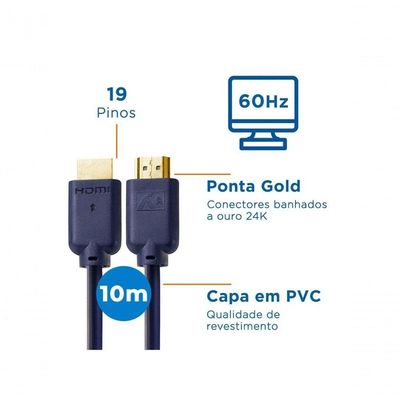 Cabo Hdmi Aquario 4k10 4k Macho X Macho 2.0 10m