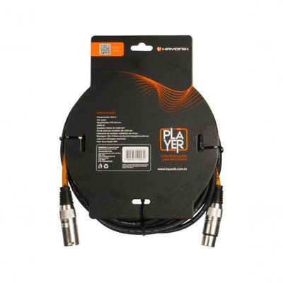Cabo Para Microfone Player Xlr(f) X Xlr(m) 10m Preto Hayonik