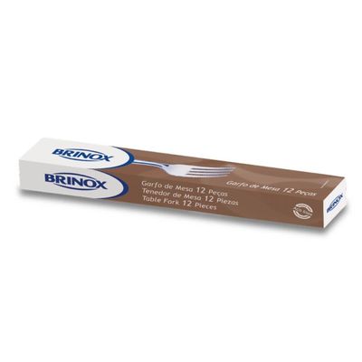 Jogo 12 Garfos de Mesa 18cm Aço Inox Brinox Siena Talheres