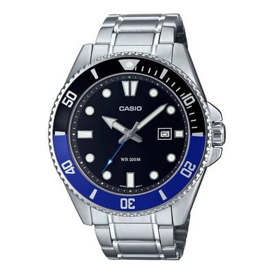 Relógio Casio Masculino Ref: Mdv-107d-1a2vdf Duro Diver Prateado