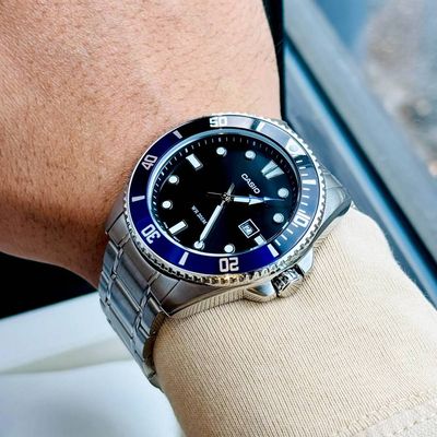 Relógio Casio Masculino Ref: Mdv-107d-1a2vdf Duro Diver Prateado