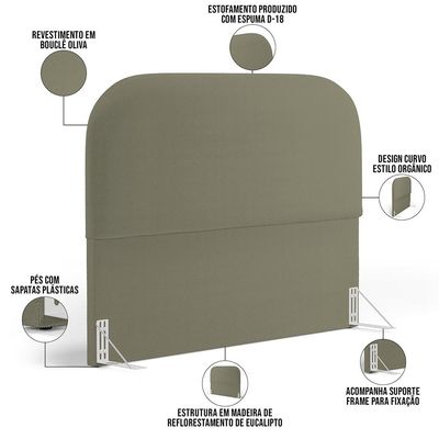 Cabeceira Cama Box King 195cm Orgânica Lanna W01 Bouclê Oliva - Lyam Decor