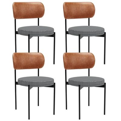 Kit 04 Cadeiras Estofadas Para Sala De Jantar Louvre L02 Couríssimo Camel Pied Poule - Lyam Decor