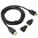 Kit HDMI 1080p 3x1 com 2 Adaptadores Pontas Micro e Mini HDMI - 1.8 Mts