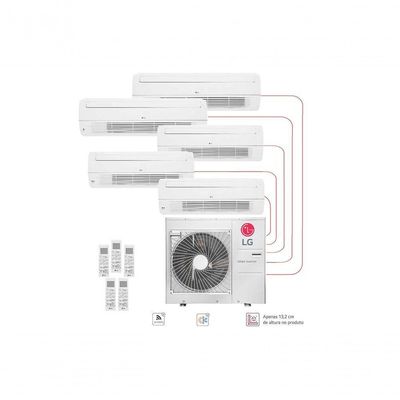 Ar Condicionado Multi Split Inverter 5 Ambientes (1via 3X 9.000BTUS, 2X 18.000BTUs) Quente/Frio WiFi Integrado 220V