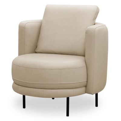 Poltrona Decorativa Orgânica Para Sala De Estar Living Belfort L06 Couro Bege - Lyam Decor
