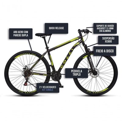 Bicicleta Athena Aro 29 Em Aço Com 21 Marchas Colli Preto-amarelo