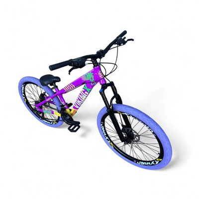 Bicicleta Aro 26 VikingX Tuff X25 Freio Hidráulico 21v Roxo-amarelo