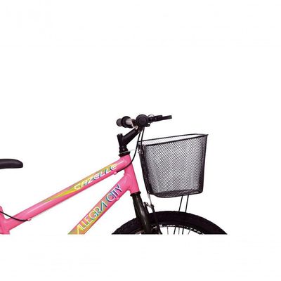 Bicicleta Allegra City Aro 24 Sem Marchas Freios V-brake E Cestão Colli Rosa Neon