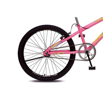 Bicicleta Allegra City Aro 24 Sem Marchas Freios V-brake E Cestão Colli Rosa Neon