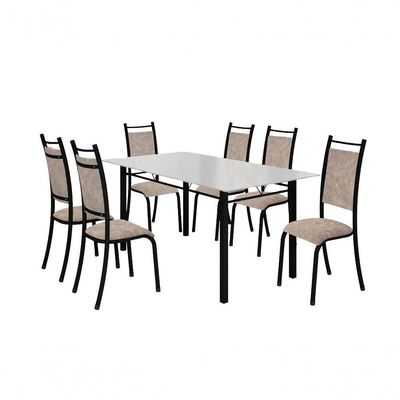 Conjunto Verona 06 Cadeiras Com Base Piauí Bm Tubulares Off White-courino 12