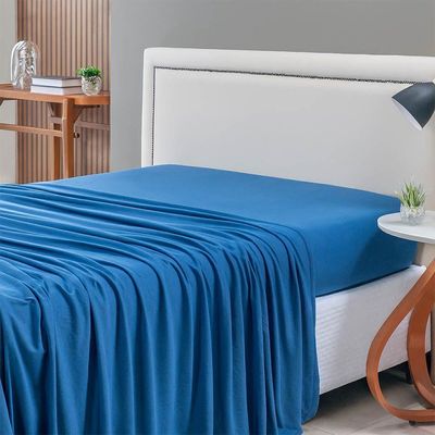 Lençol De Cima Avulso Minimal Liso King 01 Peça Malha 100% Algodão - Azul Marinho