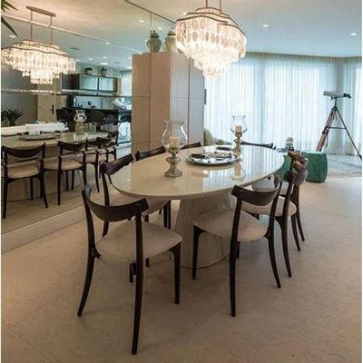 Mesa de Jantar Cone Oval 244x137 cm Laca Branca Yescasa