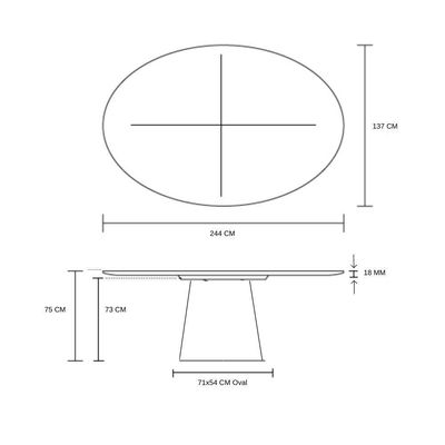 Mesa de Jantar Cone Oval 244x137 cm Laca Branca Yescasa