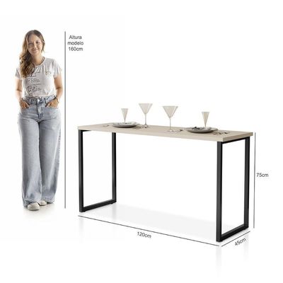 Mesa De Jantar Industrial Para 2 Lugares Klm Móveis Preto Com Off White