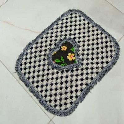 Kit 3 Peças Tapete Banheiro Xadrez Daminha Taolha De Piso Chão 50x40cm Várias Cores Preto Com Estampa