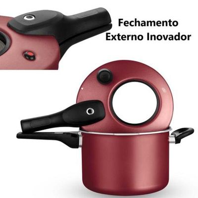 Panela De Pressão Antiaderente Com Visor 4.5 L Mta Cereja
