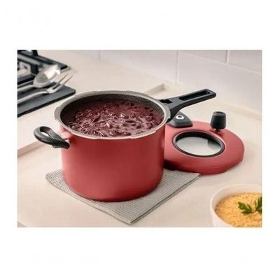 Panela De Pressão Antiaderente Com Visor 4.5 L Mta Cereja