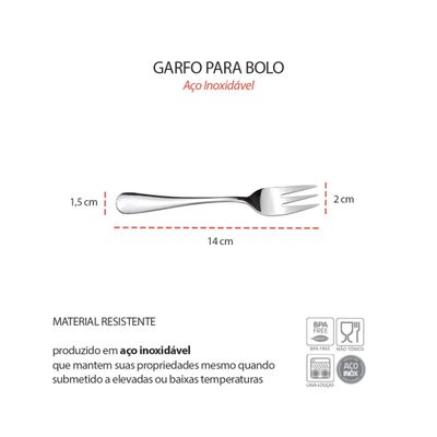 Garfo de Sobremesa Bolo Talheres Aço Inox Bar Buffet 6un