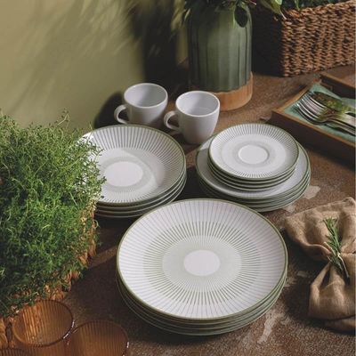 Aparelho de Jantar 24 Peças Tramontina Lineare em Porcelana Decorada Cozinha Servir Mesa Posta