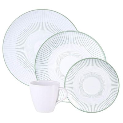 Aparelho de Jantar 24 Peças Tramontina Lineare em Porcelana Decorada Cozinha Servir Mesa Posta