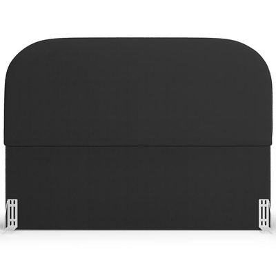 Cabeceira Cama Box King 195cm Lanna com Puff Recamier Doha W01  Bouclê Preto - Lyam Decor