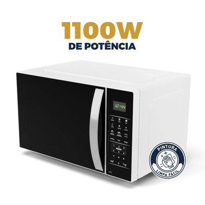 Micro-ondas Britânia 28L Branco Espelhado Limpa Fácil BMO30 127V