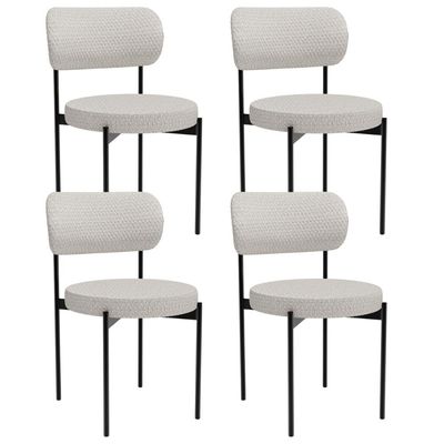 Kit 04 Cadeiras Estofadas Para Sala De Jantar Louvre L02 Bouclê Cru - Lyam Decor
