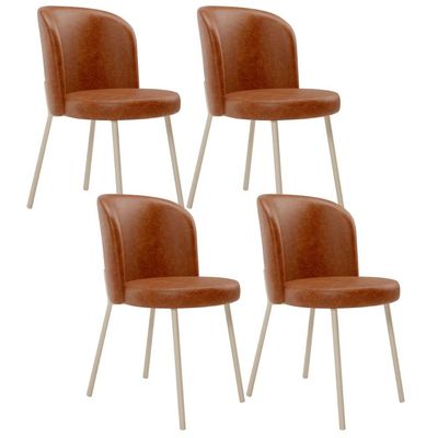 Kit 4 Cadeiras Sala de Jantar Estofada Gavi Arena L02 Couríssimo Camel - Lyam Decor