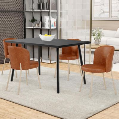 Kit 4 Cadeiras Sala de Jantar Estofada Gavi Arena L02 Couríssimo Camel - Lyam Decor