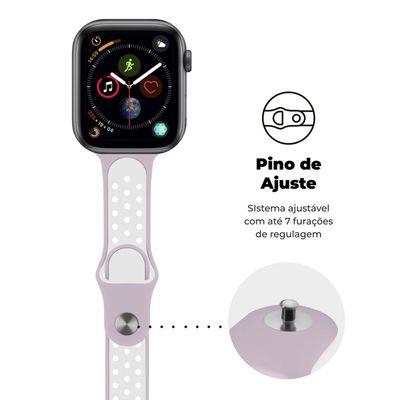 Pulseira para Apple Watch 42 / 44 / 45MM Armor Running - Rosa e Branco - Gshield