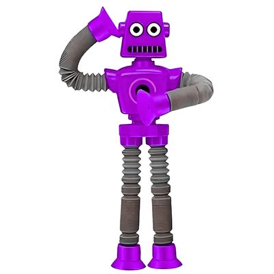 Robô Brinquedo Tubo Estica Gruda Ventosa LED cor Roxo