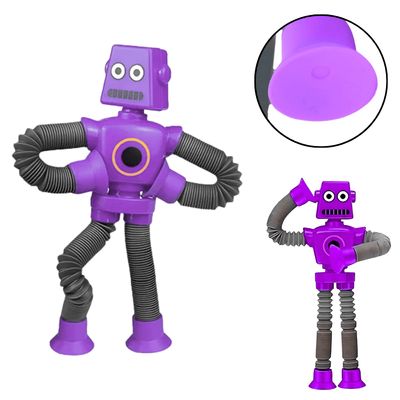 Robô Brinquedo Tubo Estica Gruda Ventosa LED cor Roxo