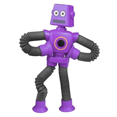 Robô Brinquedo Tubo Estica Gruda Ventosa LED cor Roxo